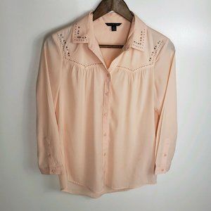 American Eagle Pink Studded Button Up
